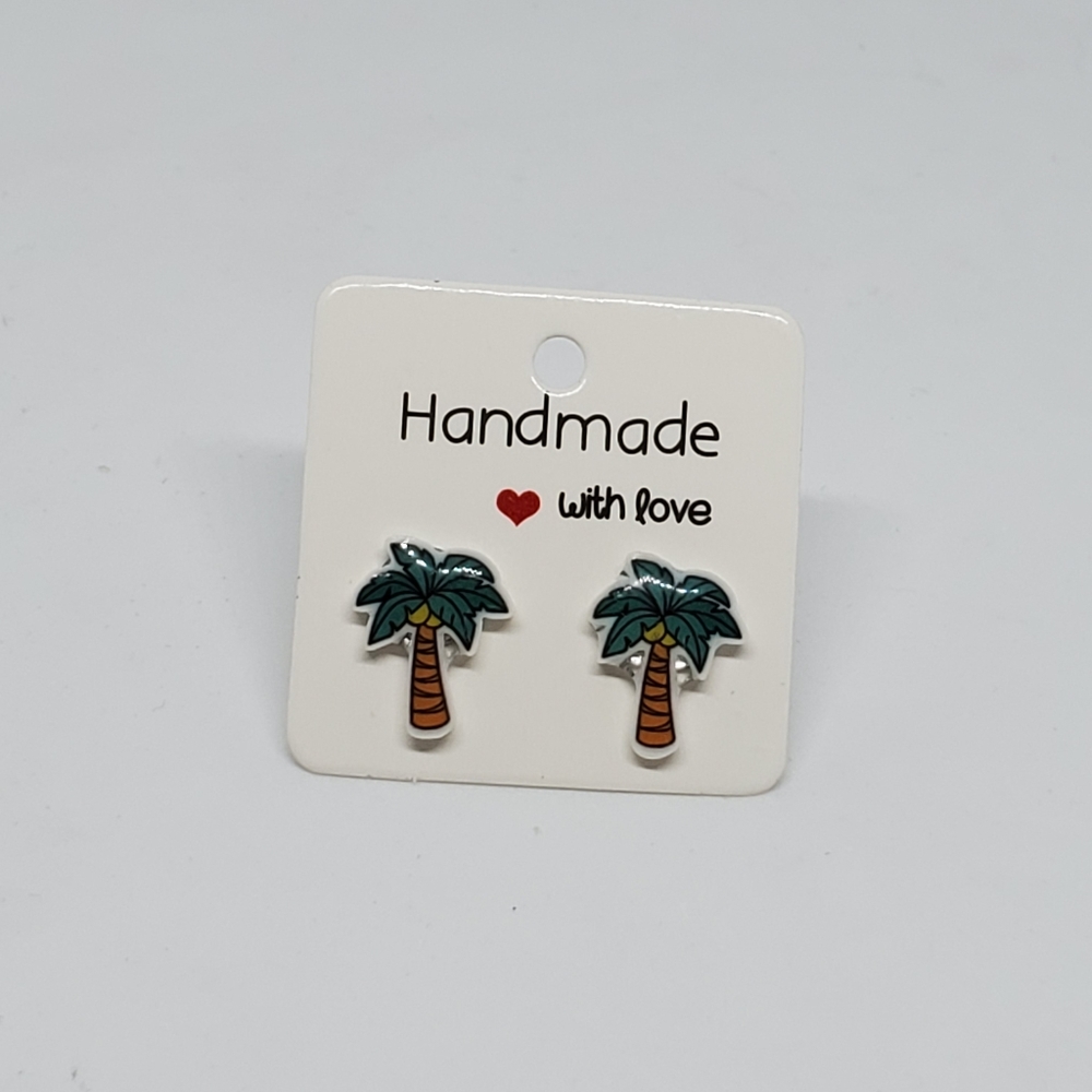3/$20 Shrinky Dink Palm Tree's Stud Earrings
